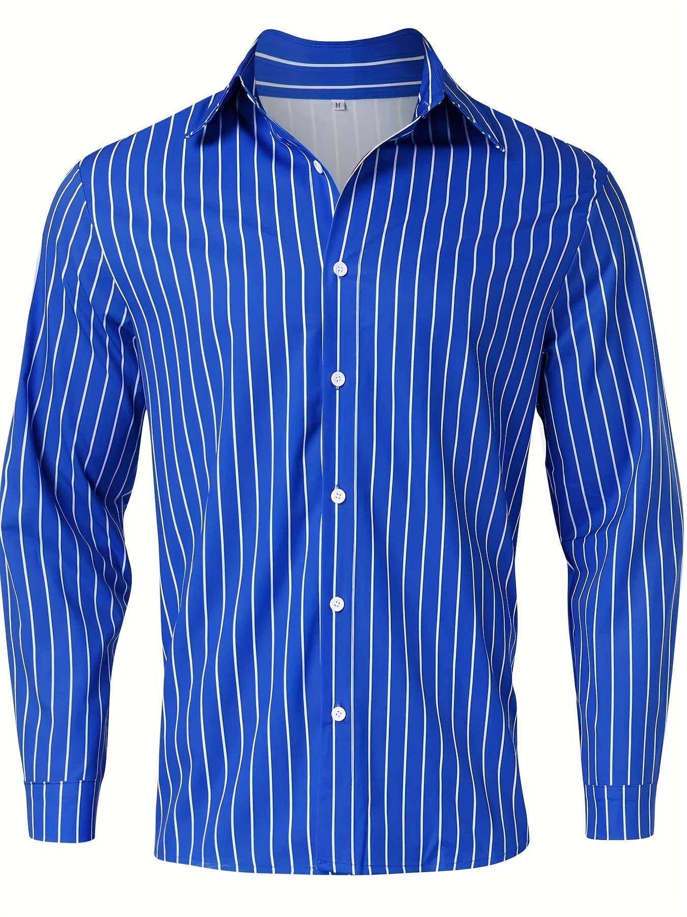 Chemise Homme Manches Longues Rayures – 95% Polyester 5% Élasthanne, Coupe Ample, 3 Coloris XS-XXXL