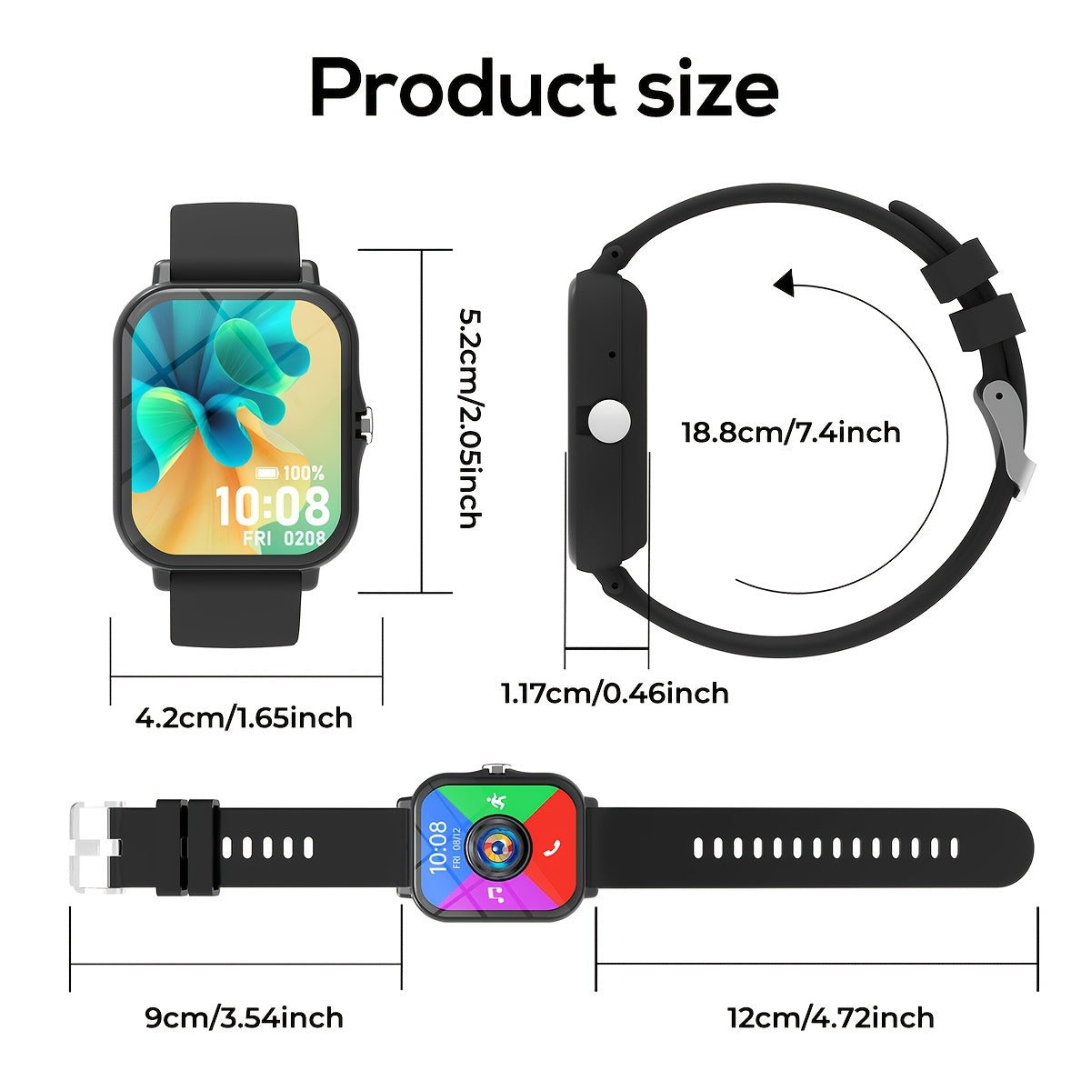 Montre Connectee Enfants Multifonctions - Appels Sans Fil, Musique, Meteo, Lampe Torche, Bracelet Silicone, 3 Coloris