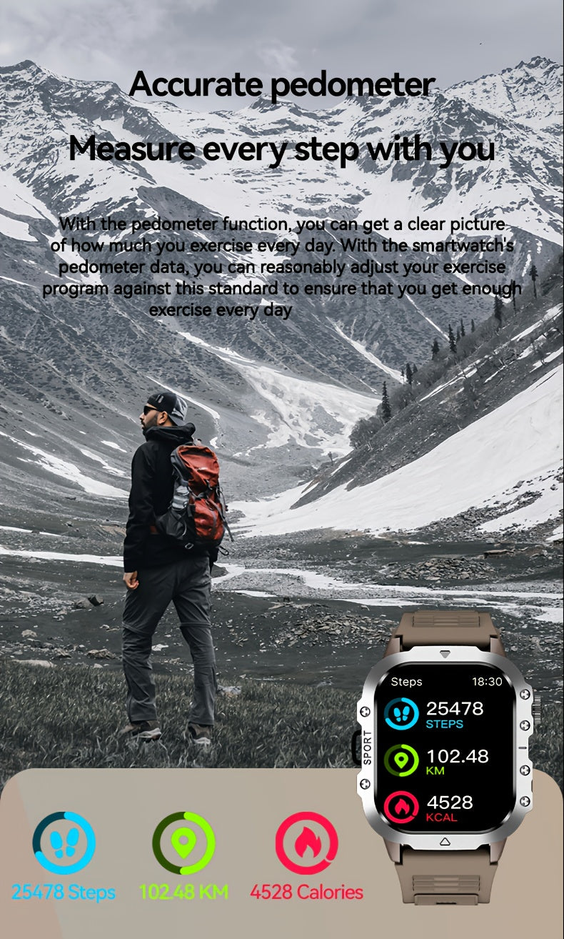 Montre Connectée Homme Paearofero — Cadran Carré 5,1cm, Bracelet Silicone, Appel & Suivi, 3 Coloris