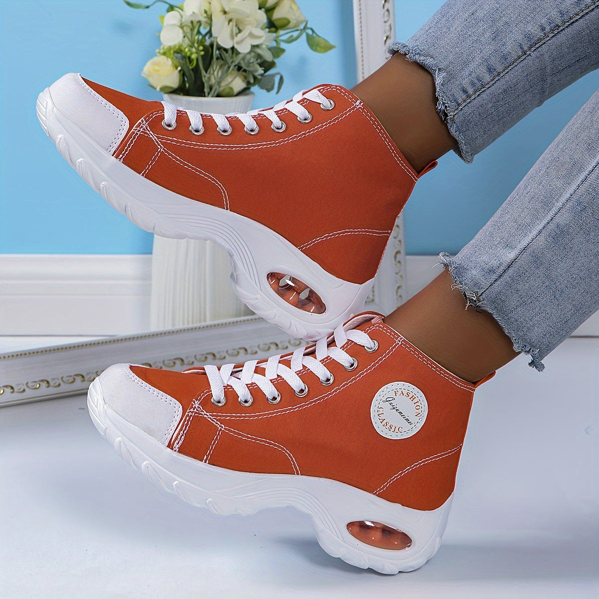 Baskets Femme Coussin d'Air Toile Semelle EVA - Bout Rond Decontracte 5 Coloris EU 35-40