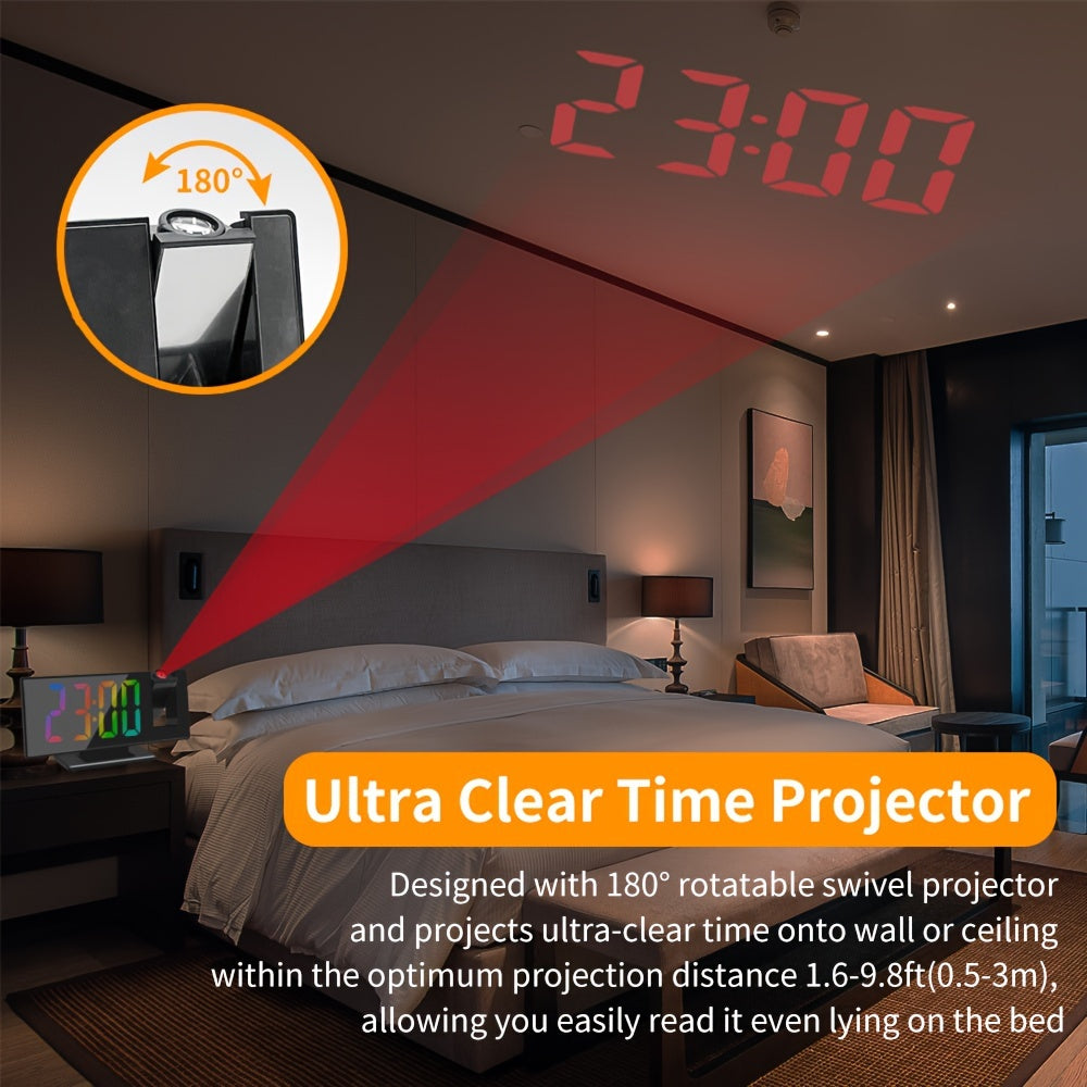1 réveil NieNie rotatif à 180° avec projection et surface miroir, affichage LED - Topdecheztop.fr