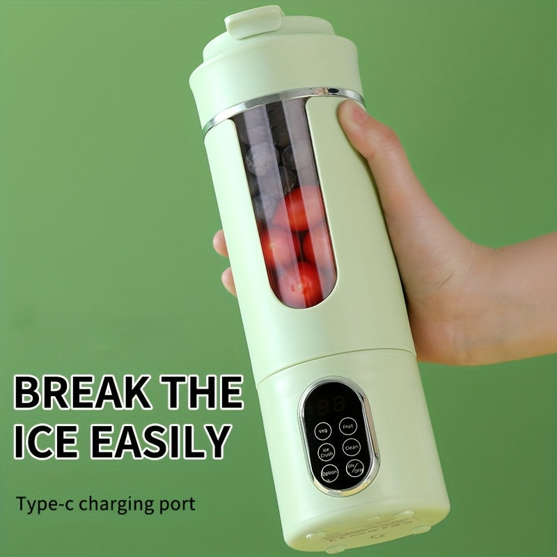 Blender portable rechargeable USB 530 ml LED - Broyeur glace 7.4V, smoothies jus, vert beige blanc