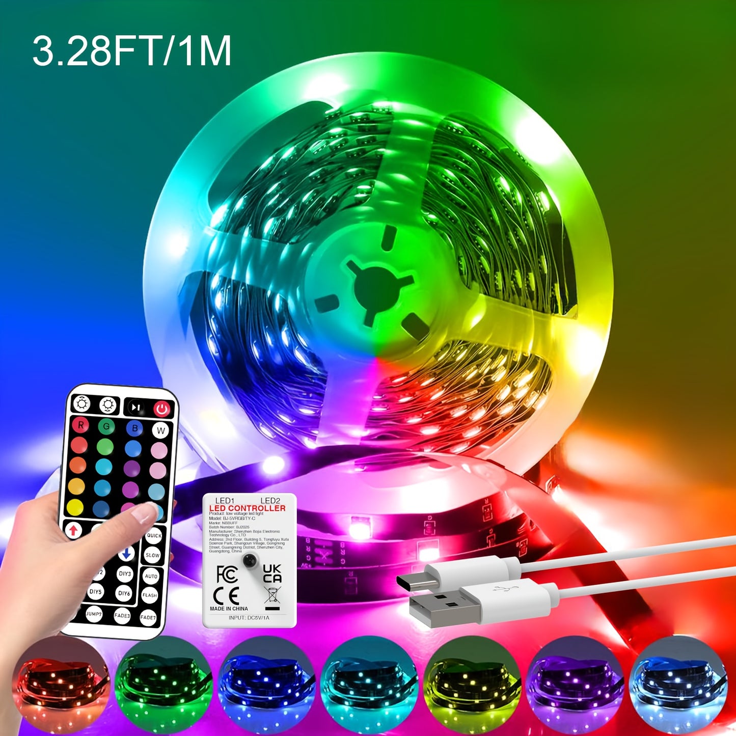 Bande LED RGB avec Télécommande 44 Touches – 1M à 30M, Intensité Réglable 🌈💡