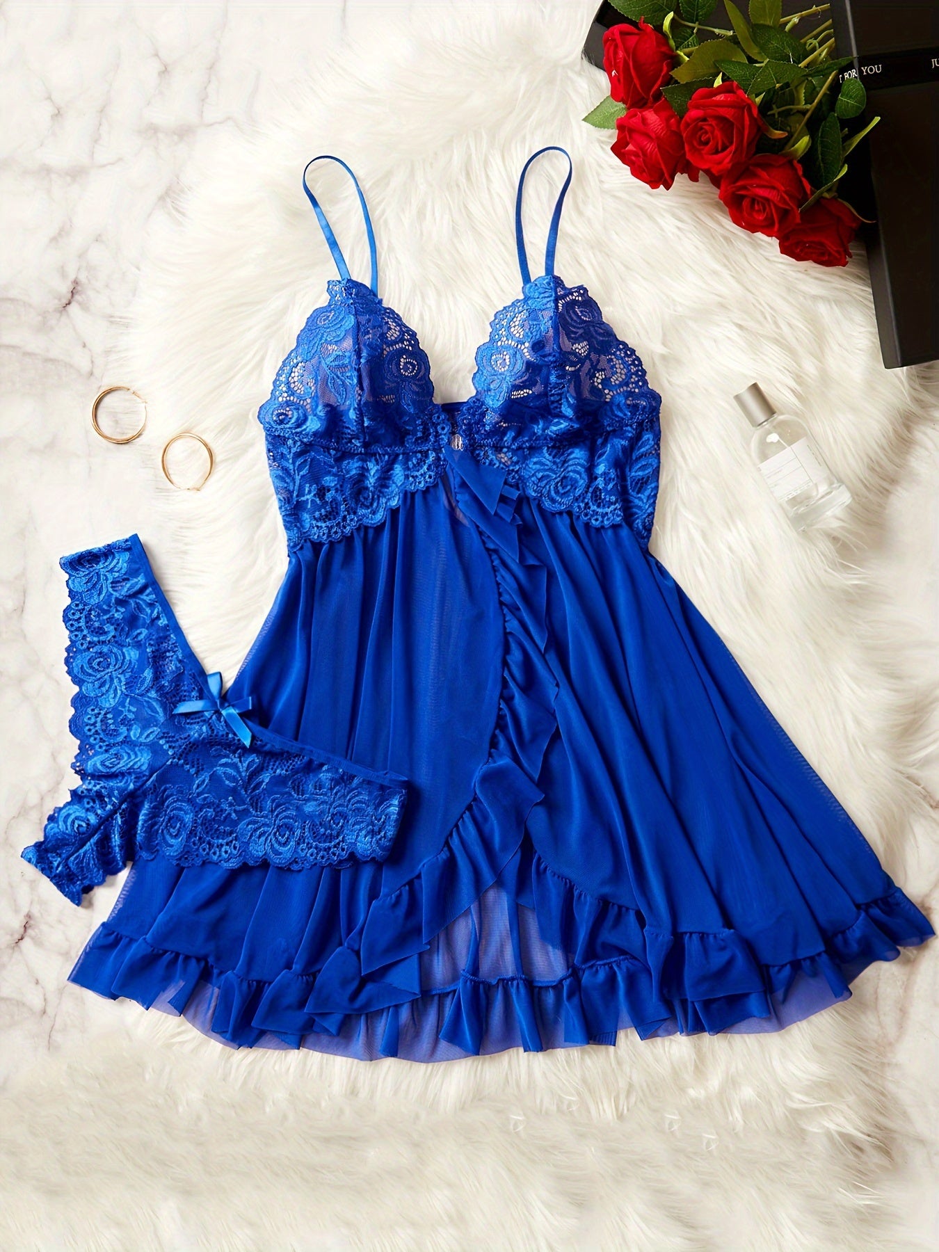 Ensemble de lingerie à volants en dentelle - Topdecheztop.fr