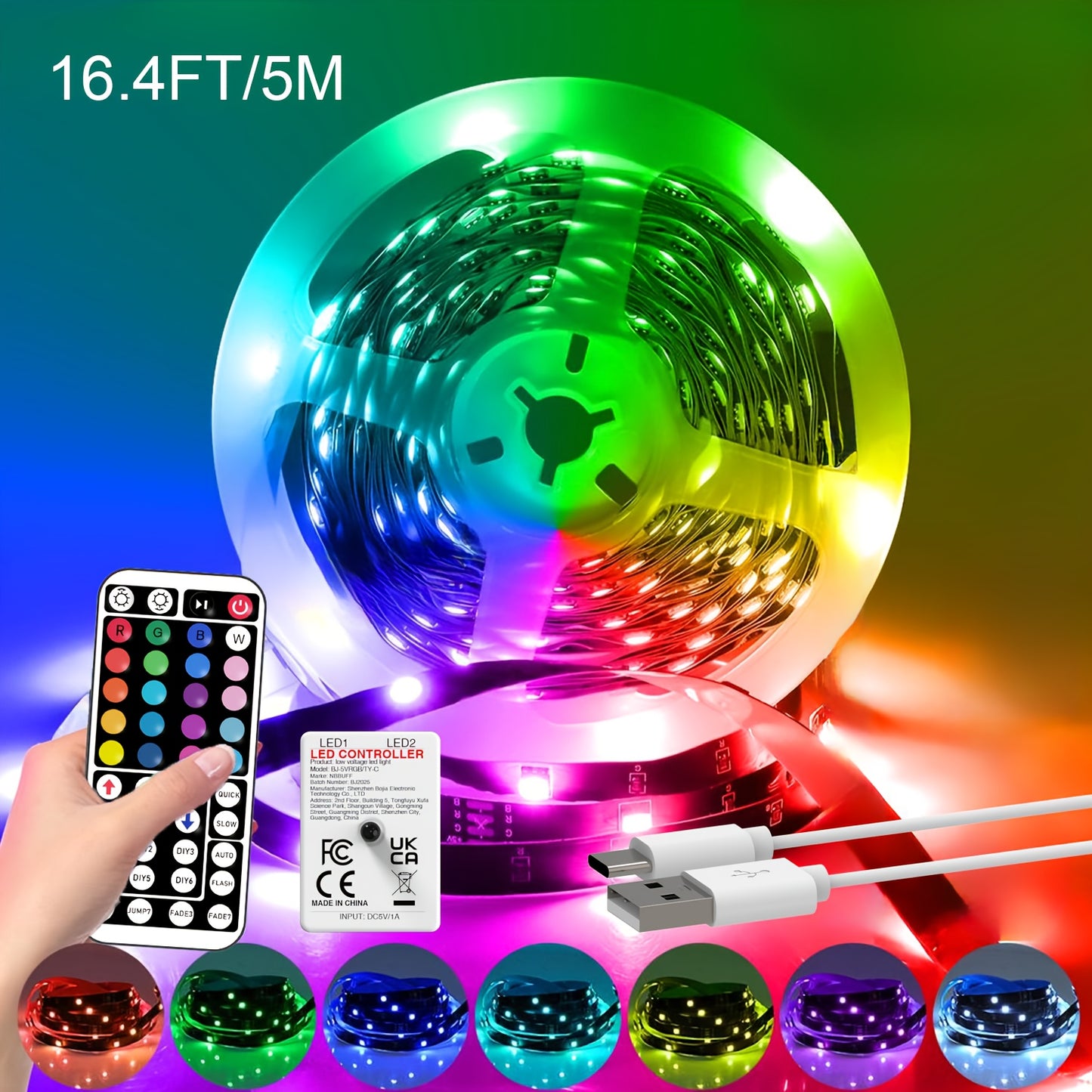 Bande LED RGB avec Télécommande 44 Touches – 1M à 30M, Intensité Réglable 🌈💡