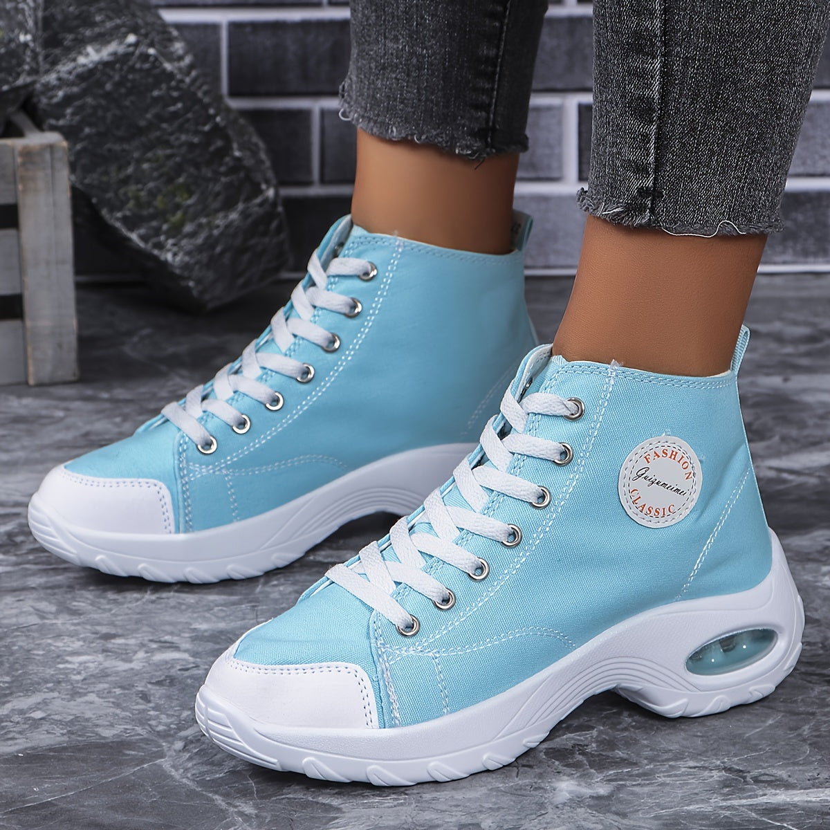 Baskets Femme Coussin d'Air Toile Semelle EVA - Bout Rond Decontracte 5 Coloris EU 35-40