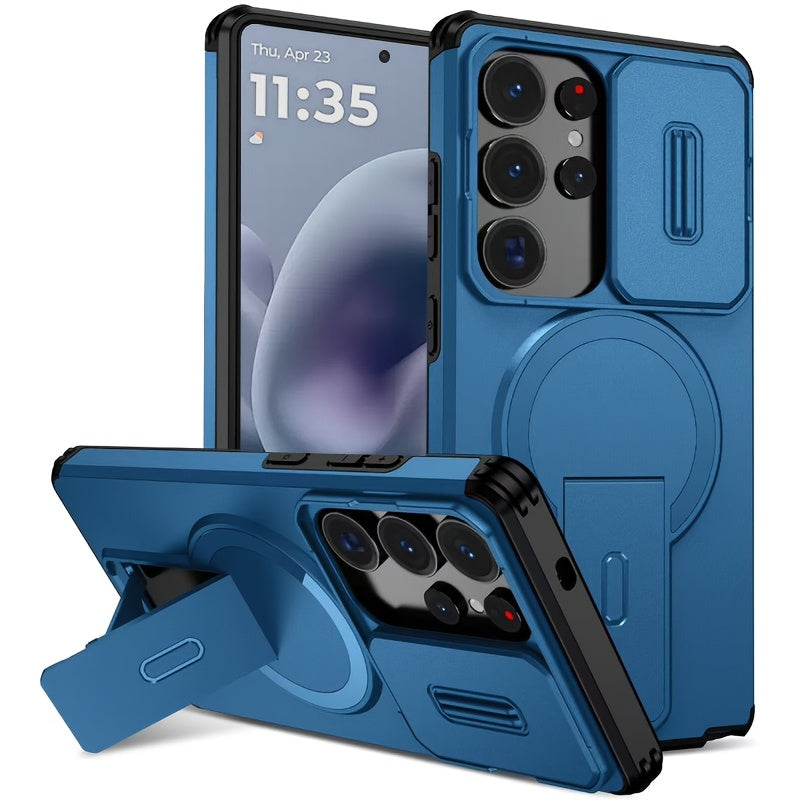Coque Rigide PC Antichoc Samsung Galaxy - Support Integre, Compatible S23 S24 S25 Ultra Plus FE A16 A17 A56, 4 Coloris