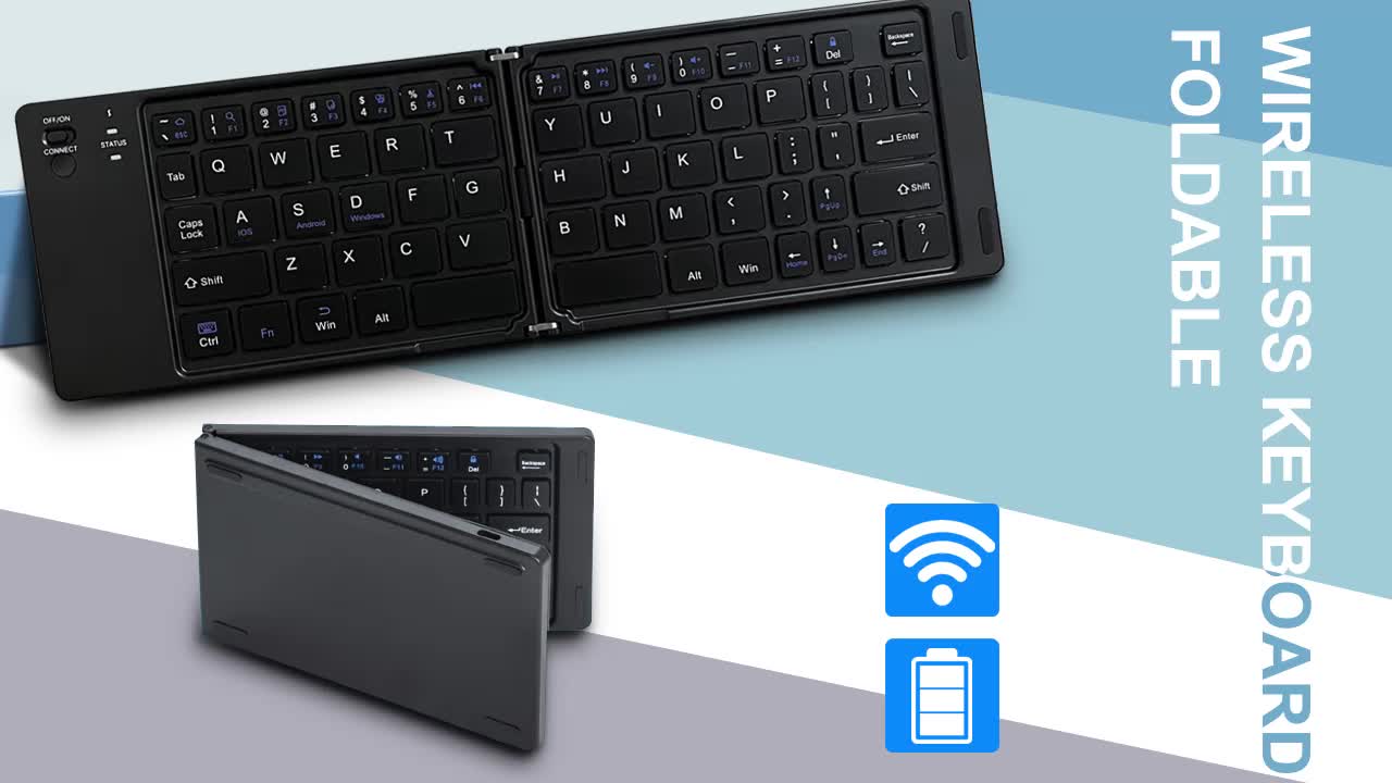 Clavier Pliable Sans Fil Bluetooth Rechargeable USB-C - Compatible iOS Android Windows