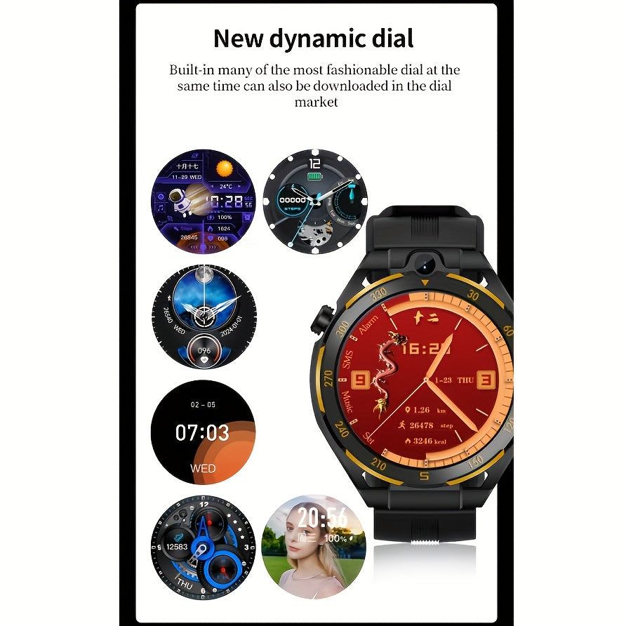 Montre Connectée Homme W&O – Appels Sans Fil, IA Vocale, 40+ Sports, Écran 1,43" | Noir & Noir Doré