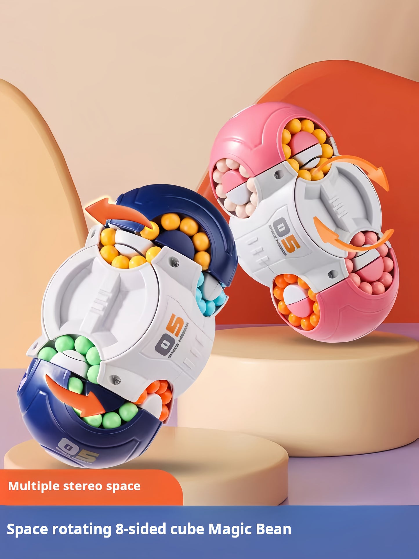 Cube Anti-Stress Magic Beans Puzzle 3D Multifacettes - Jouet Sensoriel, 2 Coloris, Des 3 Ans