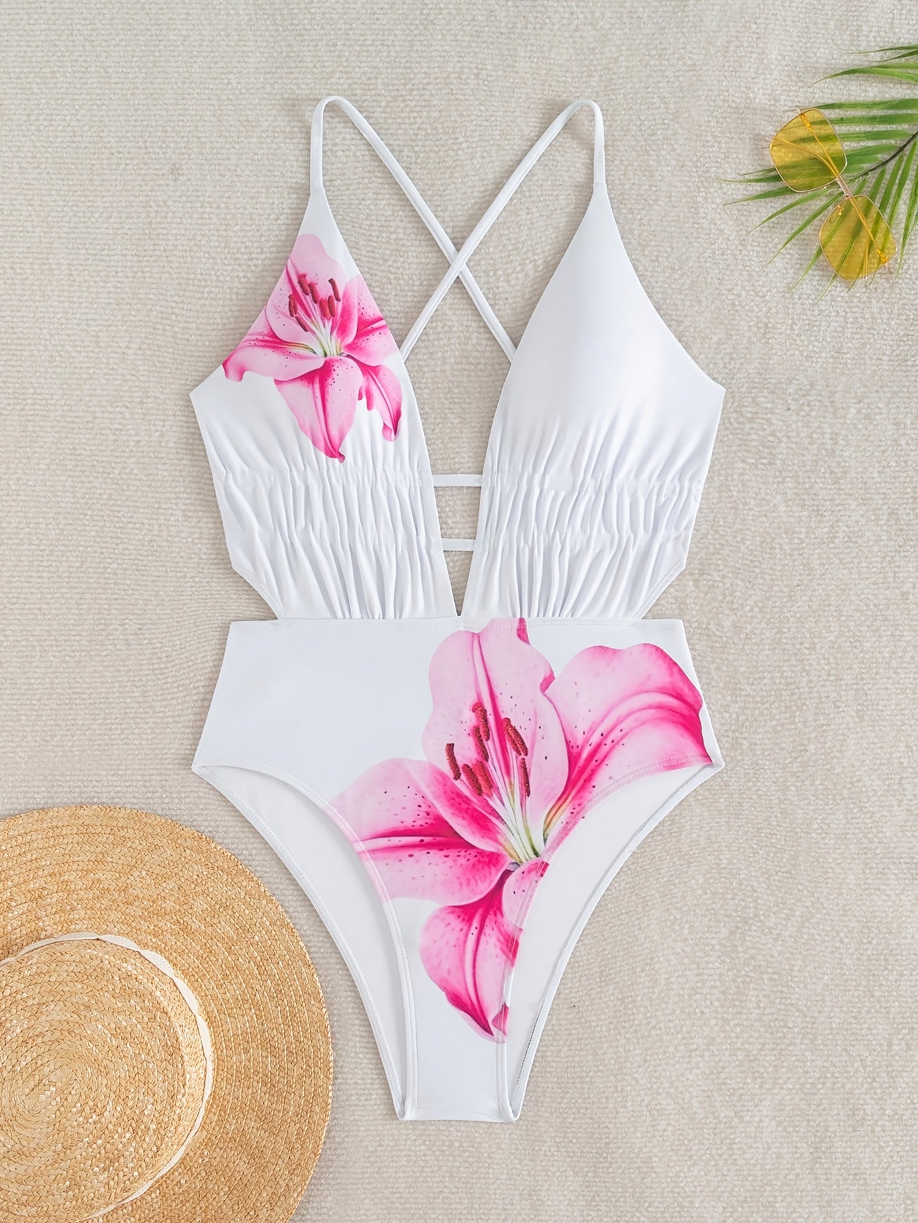 Maillot de Bain 1 Piece Femme Imprime Floral - Col en V, Rembourrage Amovible, Tissu Stretch, 5 Coloris, S au XL