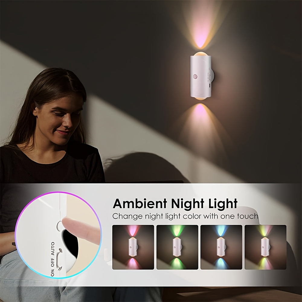 Veilleuse LED avec détecteur de mouvement, 7 couleurs, rechargeable - Topdecheztop.fr