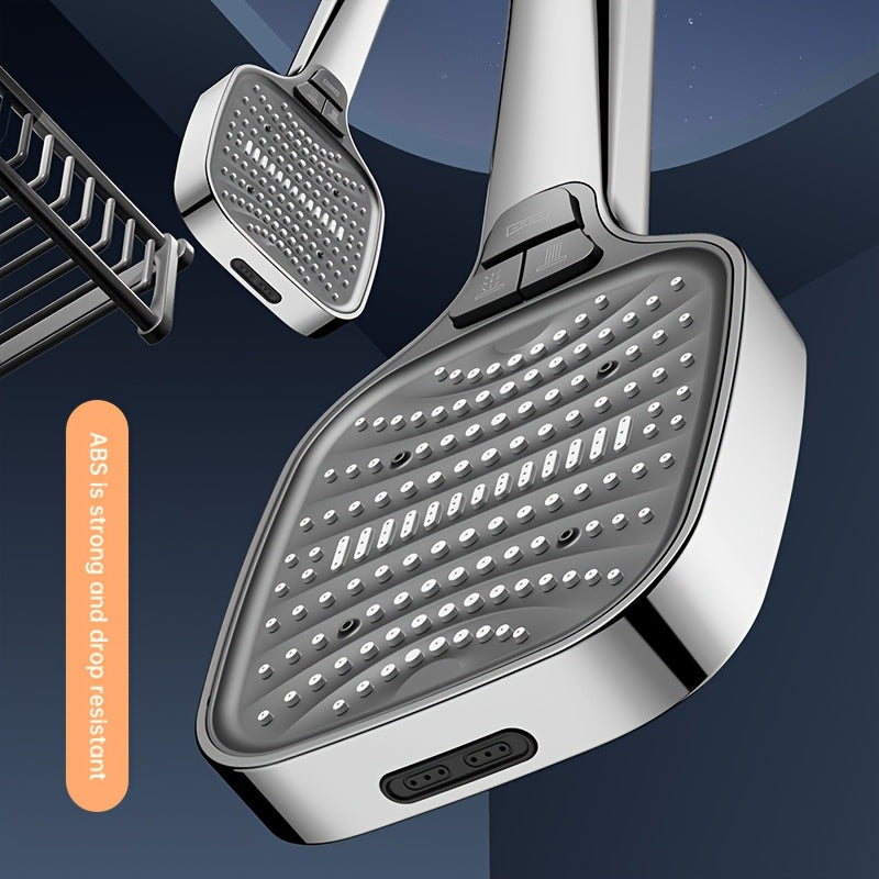 Pommeau de Douche 8 Modes Effet Pluie - Carre, Finition Polie, Montage Mural