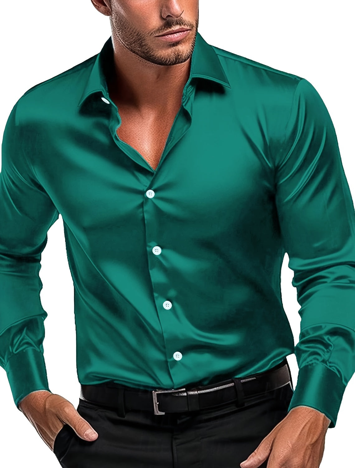 Chemise bleu roi à manches longues pour homme - Topdecheztop.fr