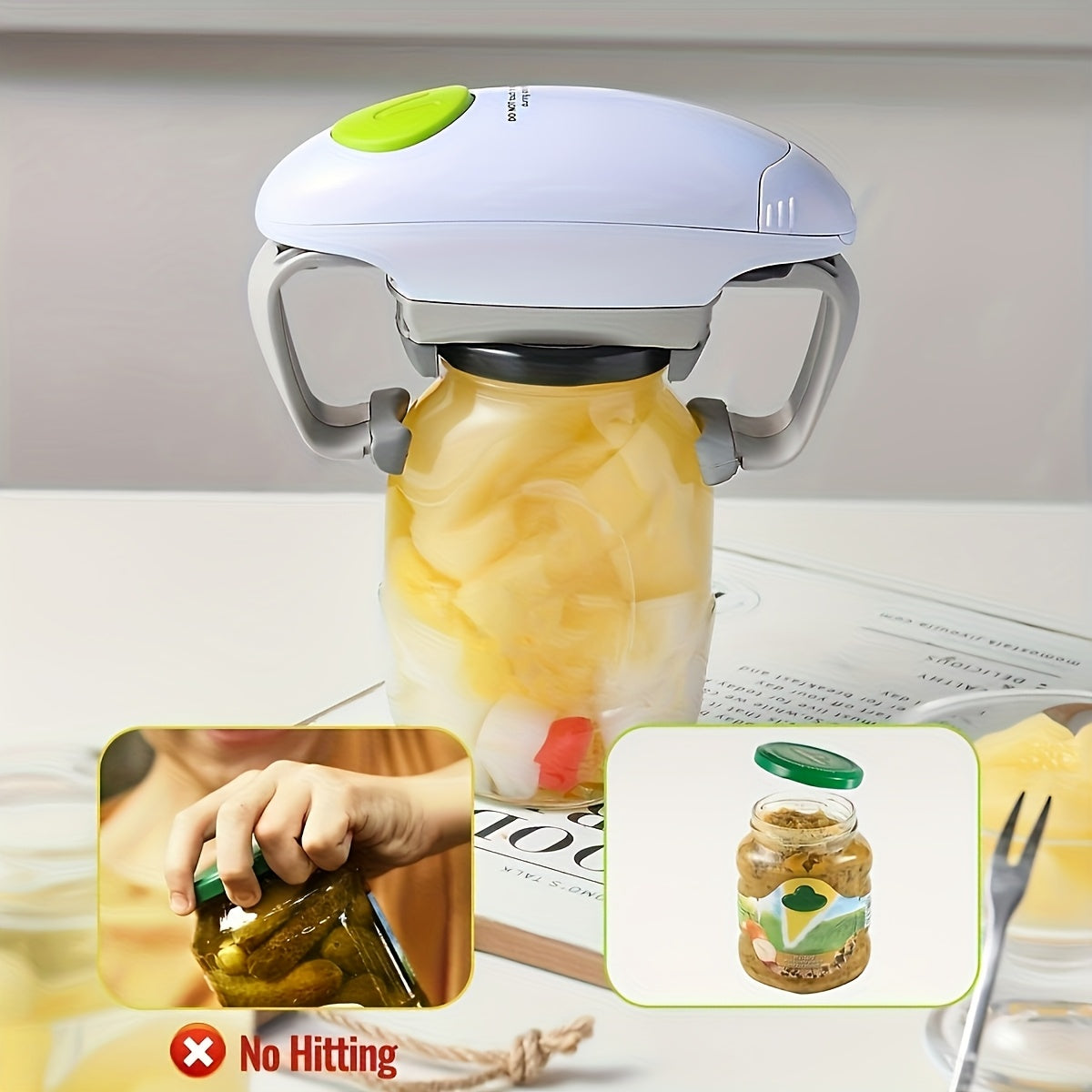 Ouvre-Boîte Électrique Automatique Mains Libres – Durable, Bocaux & Conserves