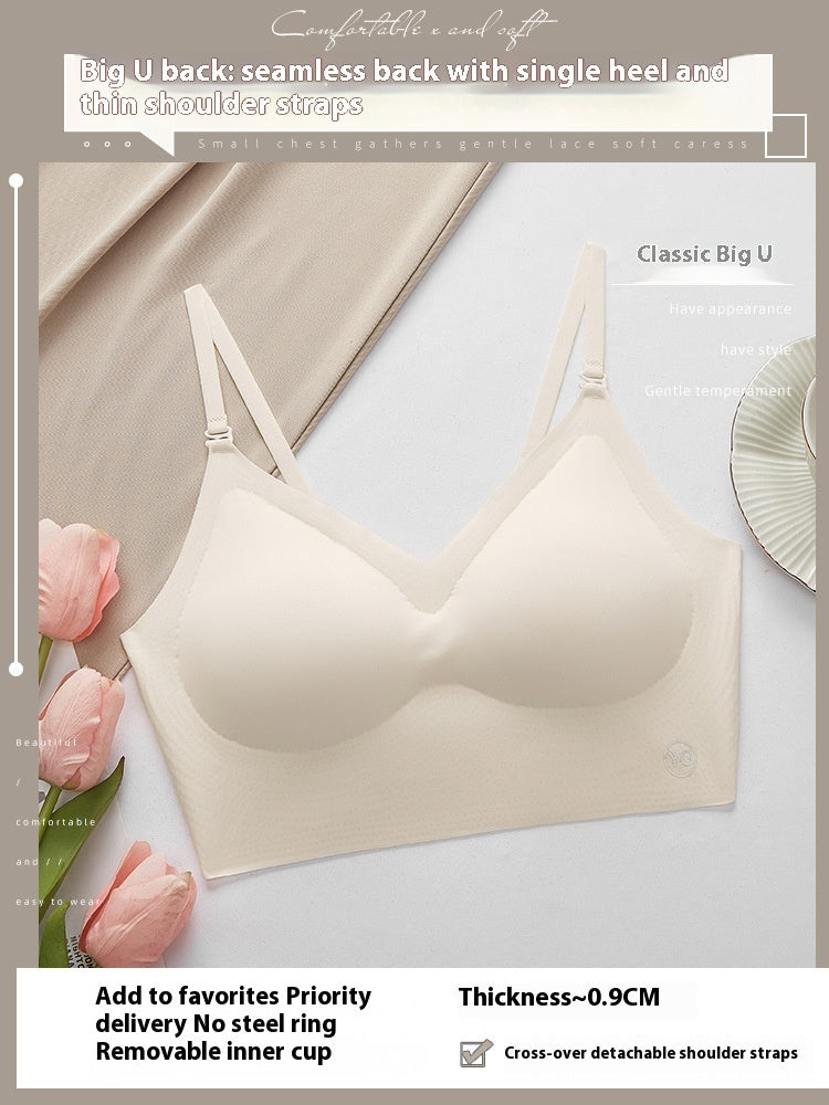 Soutien-gorge push-up dos nu forme U - Bretelles amovibles, coussinets, ideal petites poitrines