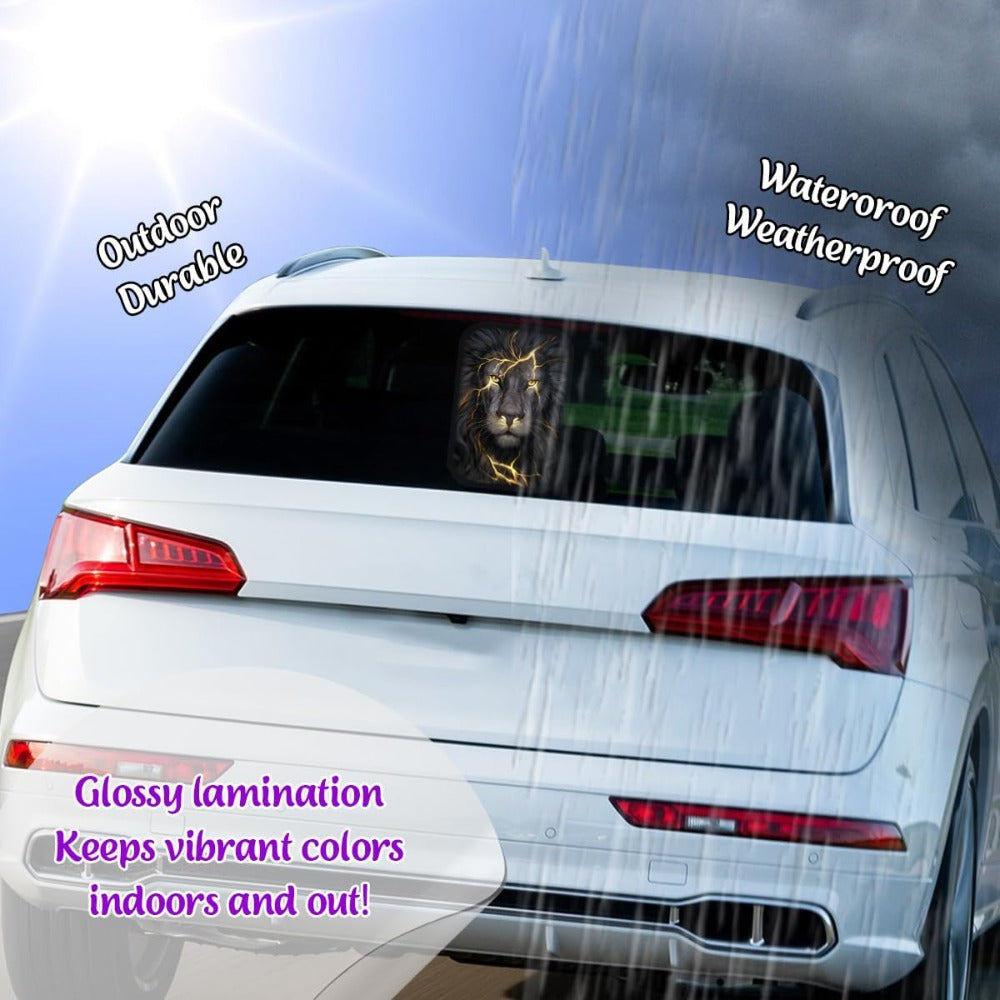 Autocollant Vinyle Lion 15x10cm Auto-Adhesif Forme Irreguliere Semi-Mate - Motif Animal Dessin Anime Voiture Plastique