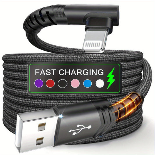 Câble de Charge à 90° – 20W, USB vers Lightning, Nylon Tressé | 1m & 2m | Hihowin