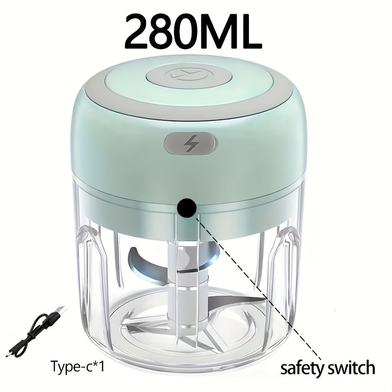 Hachoir Electrique Portable 280ml Rechargeable USB - Legumes Oignons Epices Noix Batterie 500mAh Vert Blanc Rose