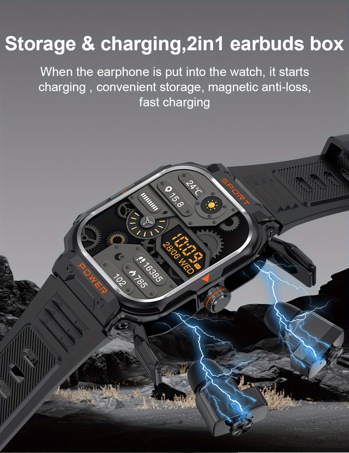 Montre Connectée Robuste Homme GT55 2-en-1 – IA & Commande Vocale, Écran IPS 2,01", IP67, Bluetooth 5.2