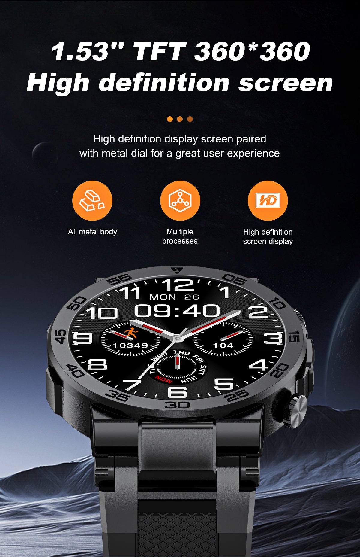 Montre Connectée LIGE Homme — Cadran Rond, Bracelet Silicone, Chronomètre, 3 Coloris