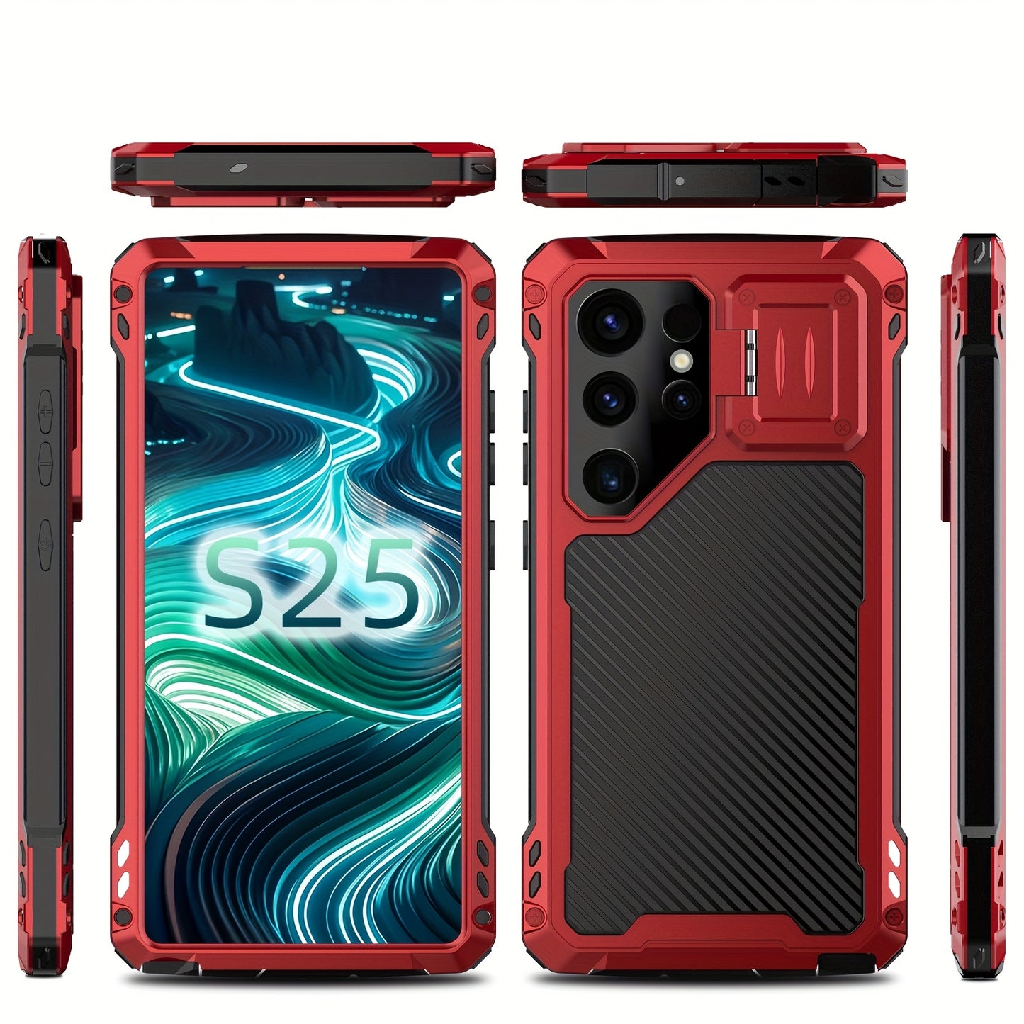 Coque Samsung Galaxy S23 S24 S25 Ultra Metal Magnetique Antichoc - Aluminium, Chargement Sans Fil, Protection Lentilles, Support, 3 Coloris