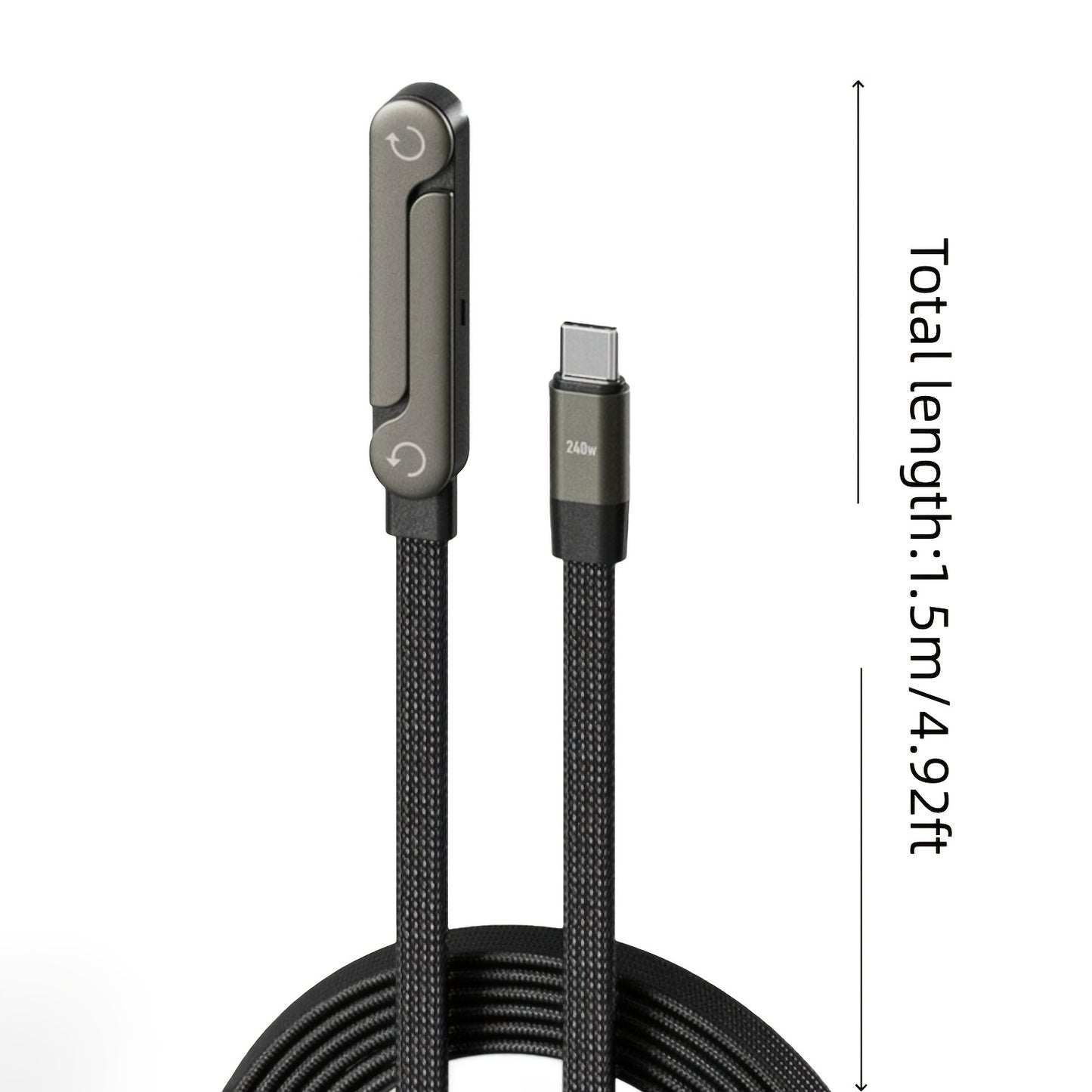 Cable USB-C Pliable 240W 2-en-1 avec Support Telephone Integre