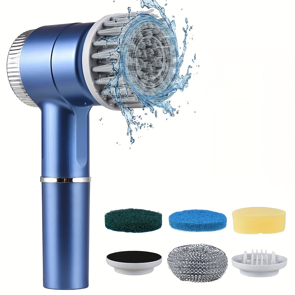 Brosse de Nettoyage Electrique Rotative Sans Fil Rechargeable USB - Multifonction Salle de Bain Cuisine Bleu Blanc