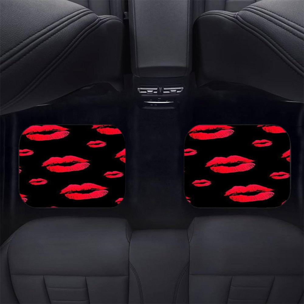 Lot de 4 Tapis de Sol Voiture Motif Lèvres Rouges – Polyester Universel