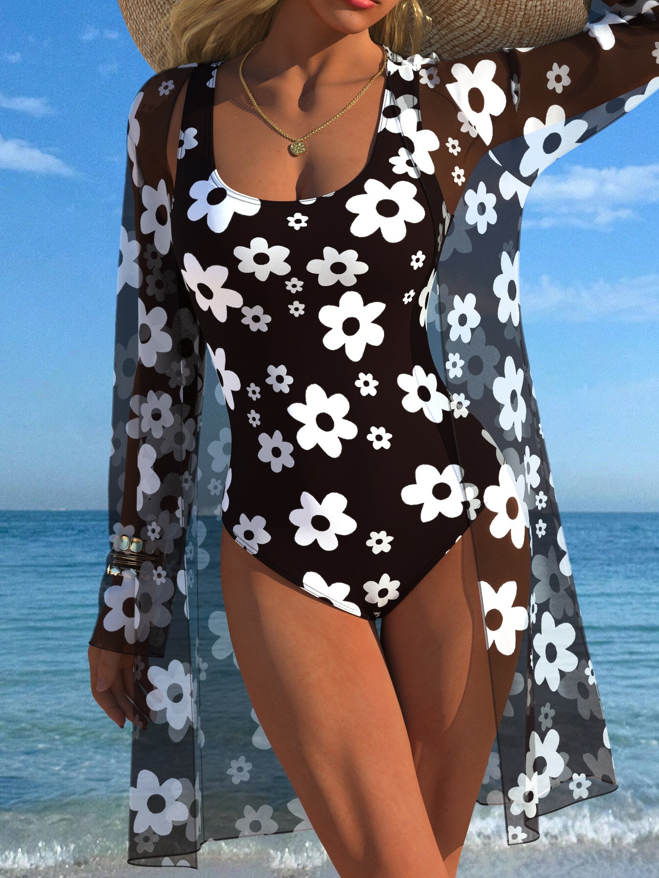 Ensemble Maillot de Bain 2 Pieces Femme Imprime Aleatoire Tres Extensible - 82% Polyester Elasthanne Plage Ete MIX S-XXL
