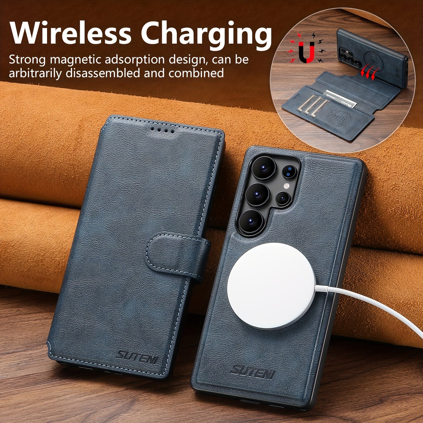 Étui Samsung Galaxy Ultra SUTENI – Similicuir, Recharge Sans Fil, Boucle Magnétique, 3 Coloris