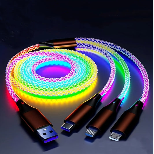 Cable Charge 3-en-1 USB-C vers Lightning 120cm - Transmission Donnees, 5-10W, Plastique Resistant