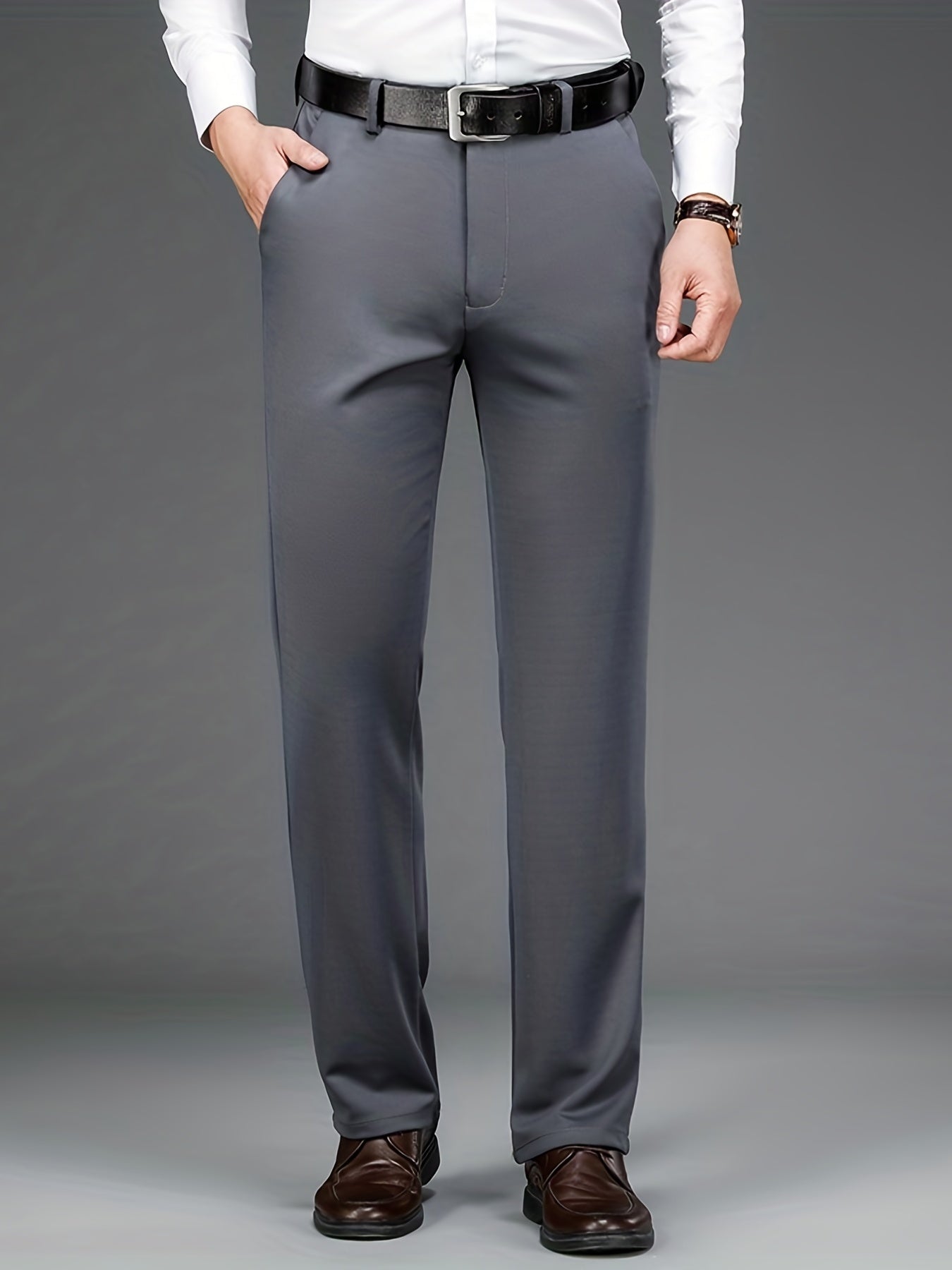 Pantalon Habillé Homme Classique – 93,5% Polyester 6,5% Élasthanne, Coupe Régulière, 6 Coloris XS-XXL