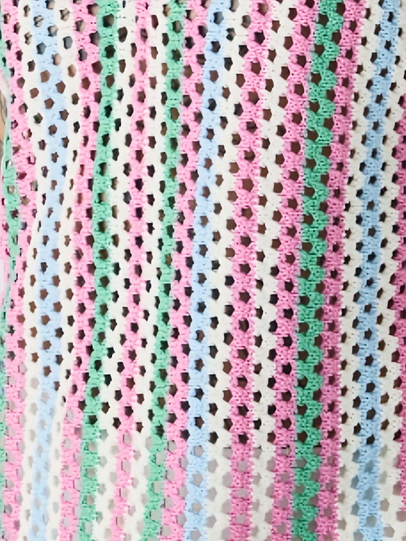 Gilet Ajoure Crochet Col V Sans Manches - Style Vacances Rayures FR S a XXL