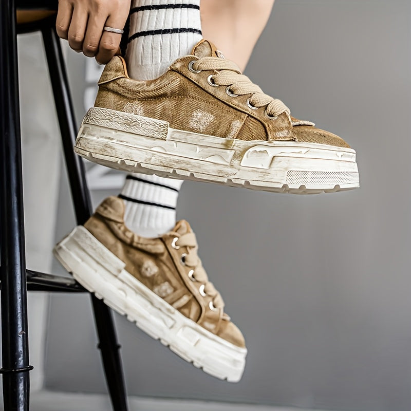 Chaussures Décontractées Homme — Denim Délavé Rétro, Semelles Épaisses, 3 Coloris, EU 38.5-43