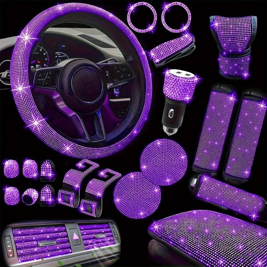 Kit 30 Strass Decoration Interieur Voiture - Volant & Grilles d'Aeration