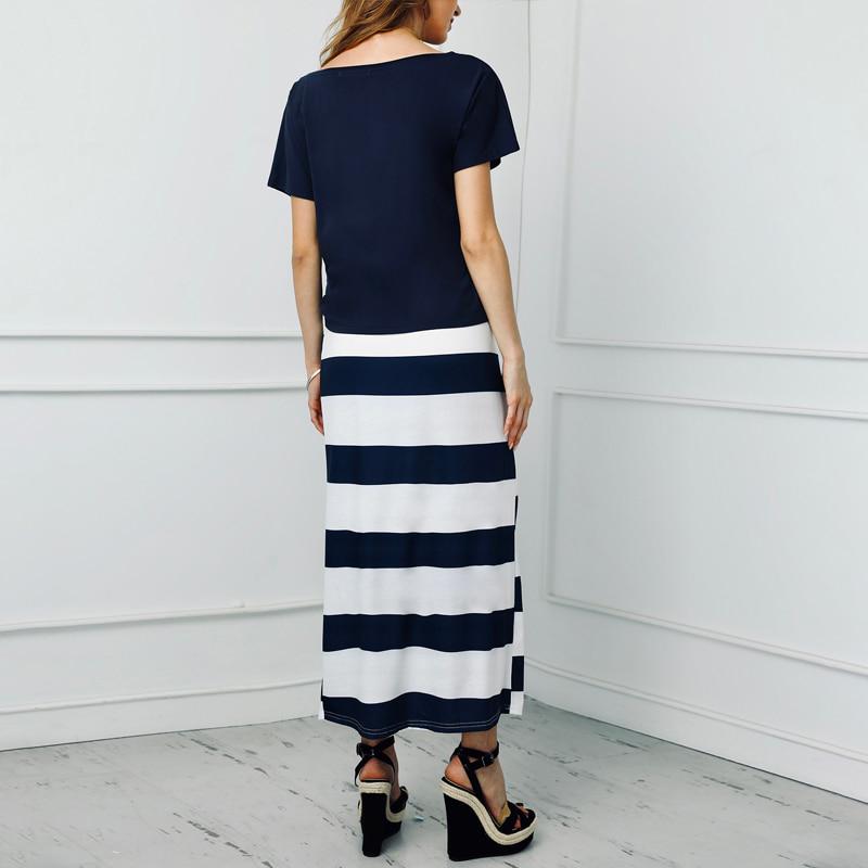 Ensemble t-shirt manches courtes et jupe imprimé ancre - Style décontracté femme