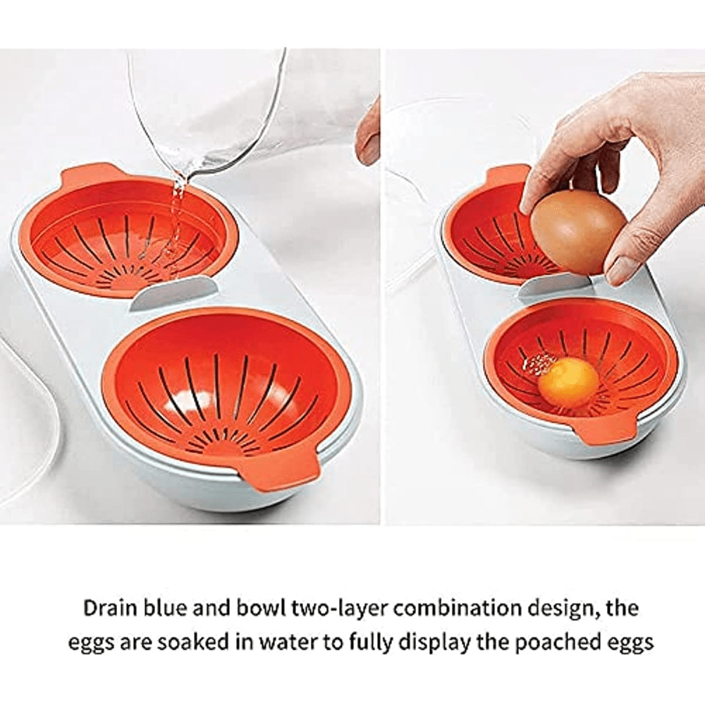 Cuiseur Oeufs Micro-Ondes 2 Tasses - Panier Egouttoir, Resistant Chaleur, Compatible Lave-Vaisselle, 3 Coloris