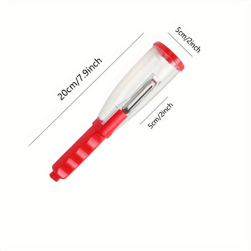 Eplucheur Multifonctionnel avec Etui de Rangement - Fruits et Legumes, Lame Dentelee, Contact Alimentaire, 2 Coloris