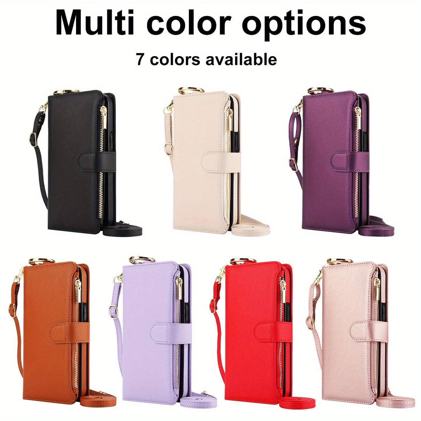Étui Portefeuille Bandoulière Samsung Galaxy AWQUER – Similicuir, Lanière, 7 Coloris, 26 Modèles