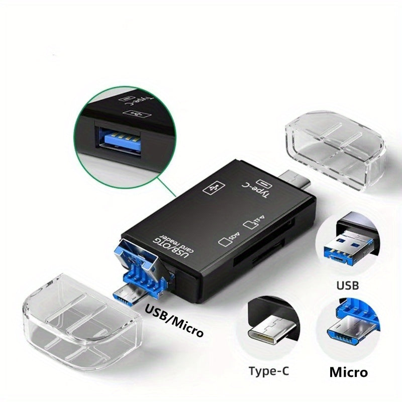 Lecteur de cartes OTG multifonction 6 en 1, adaptateur de carte SD/TF et clé USB - Topdecheztop.fr