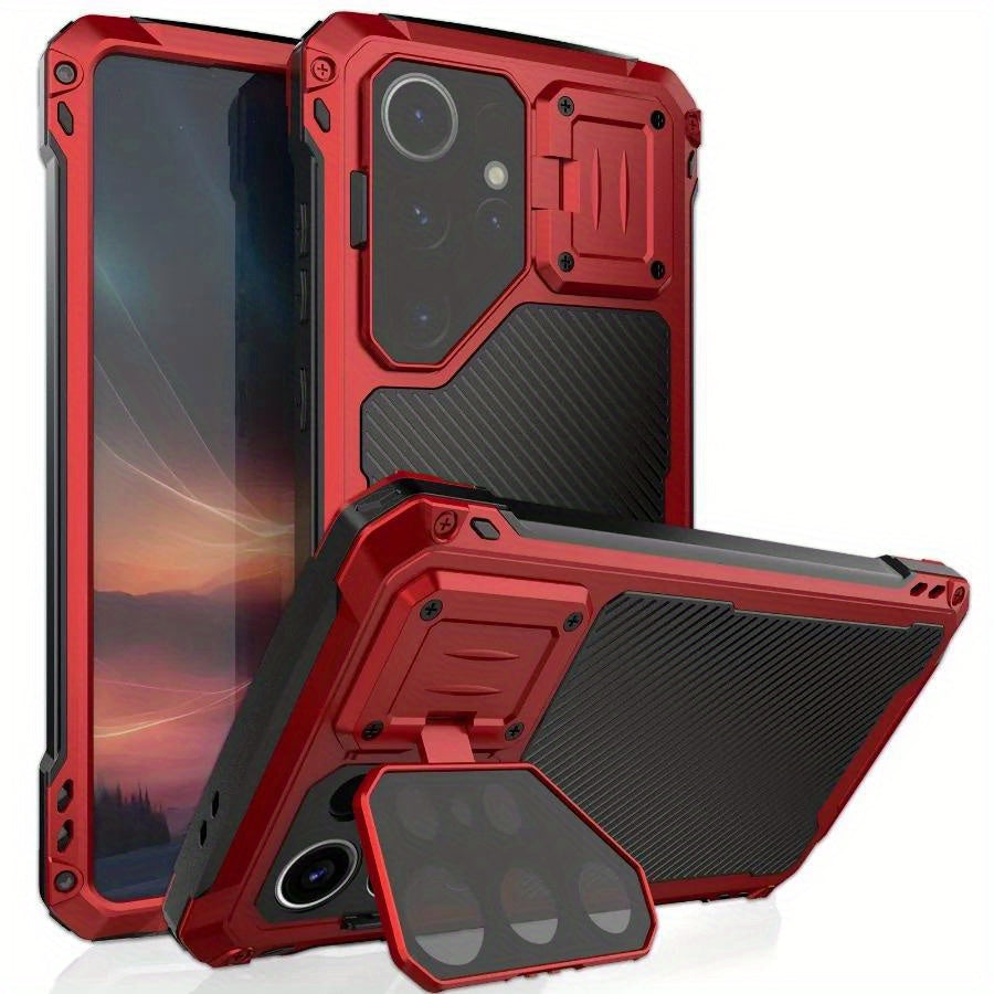 Coque Samsung Galaxy S23 S24 S25 Ultra Metal Magnetique Antichoc - Aluminium, Chargement Sans Fil, Protection Lentilles, Support, 3 Coloris