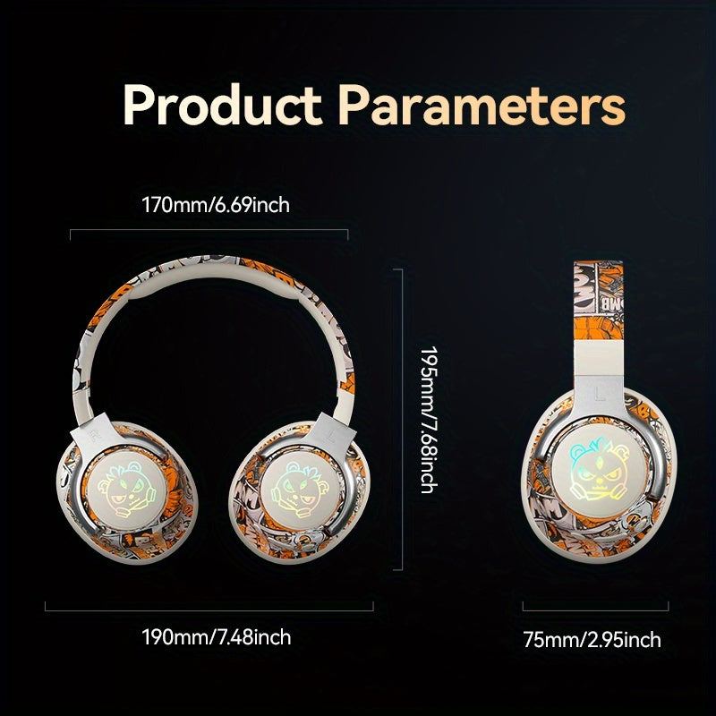 Casque Audio Circum-Aural Style Graffiti – Micro Intégré, Batterie 350mAh & USB-C | 3 Coloris | YUE CUI