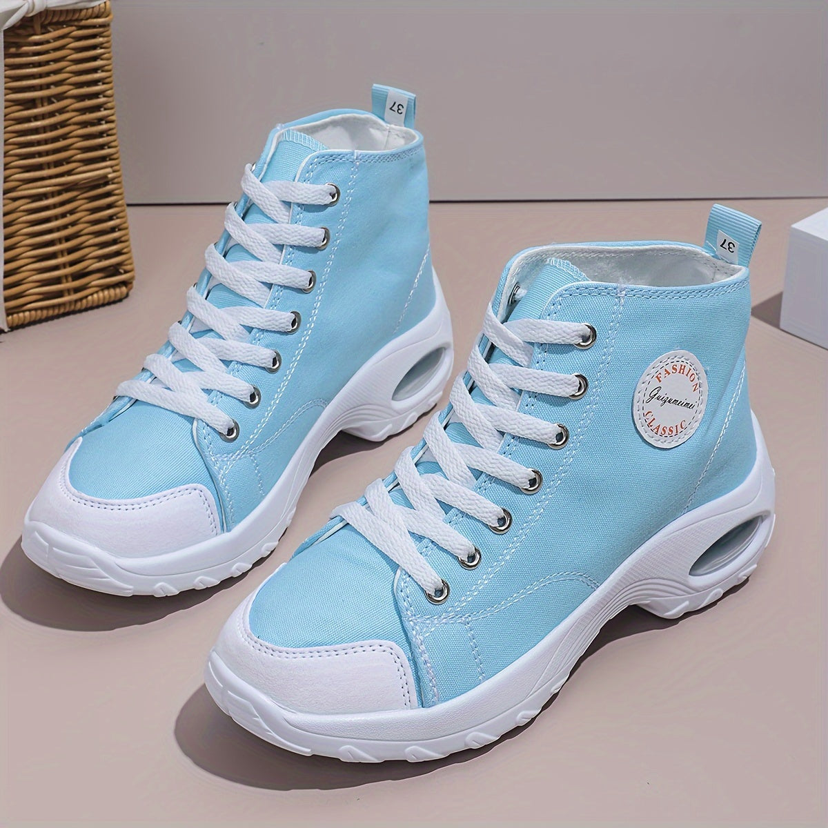Baskets Femme Coussin d'Air Toile Semelle EVA - Bout Rond Decontracte 5 Coloris EU 35-40