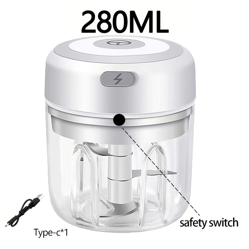 Hachoir Electrique Portable 280ml Rechargeable USB - Legumes Oignons Epices Noix Batterie 500mAh Vert Blanc Rose