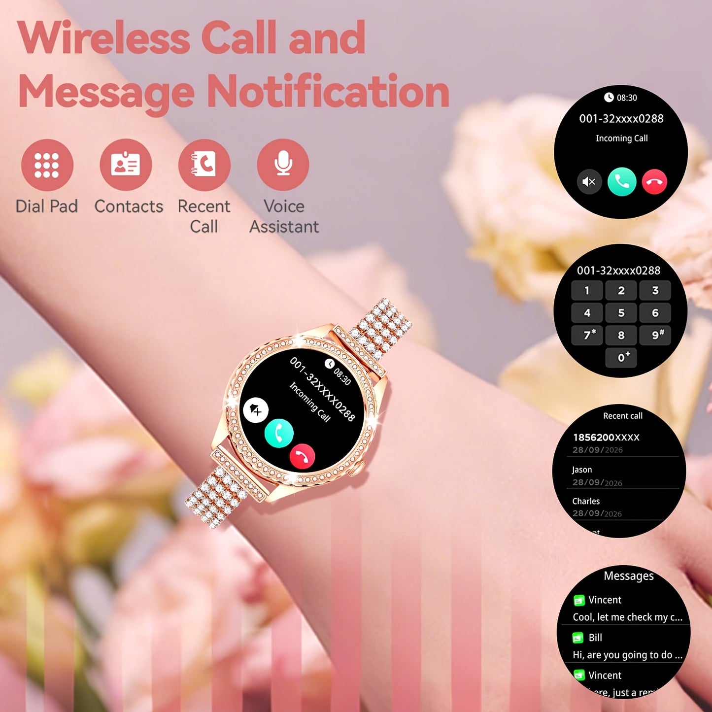 Montre Connectée Élégante Femme 2026 – Appels, Sport & Suivi Santé