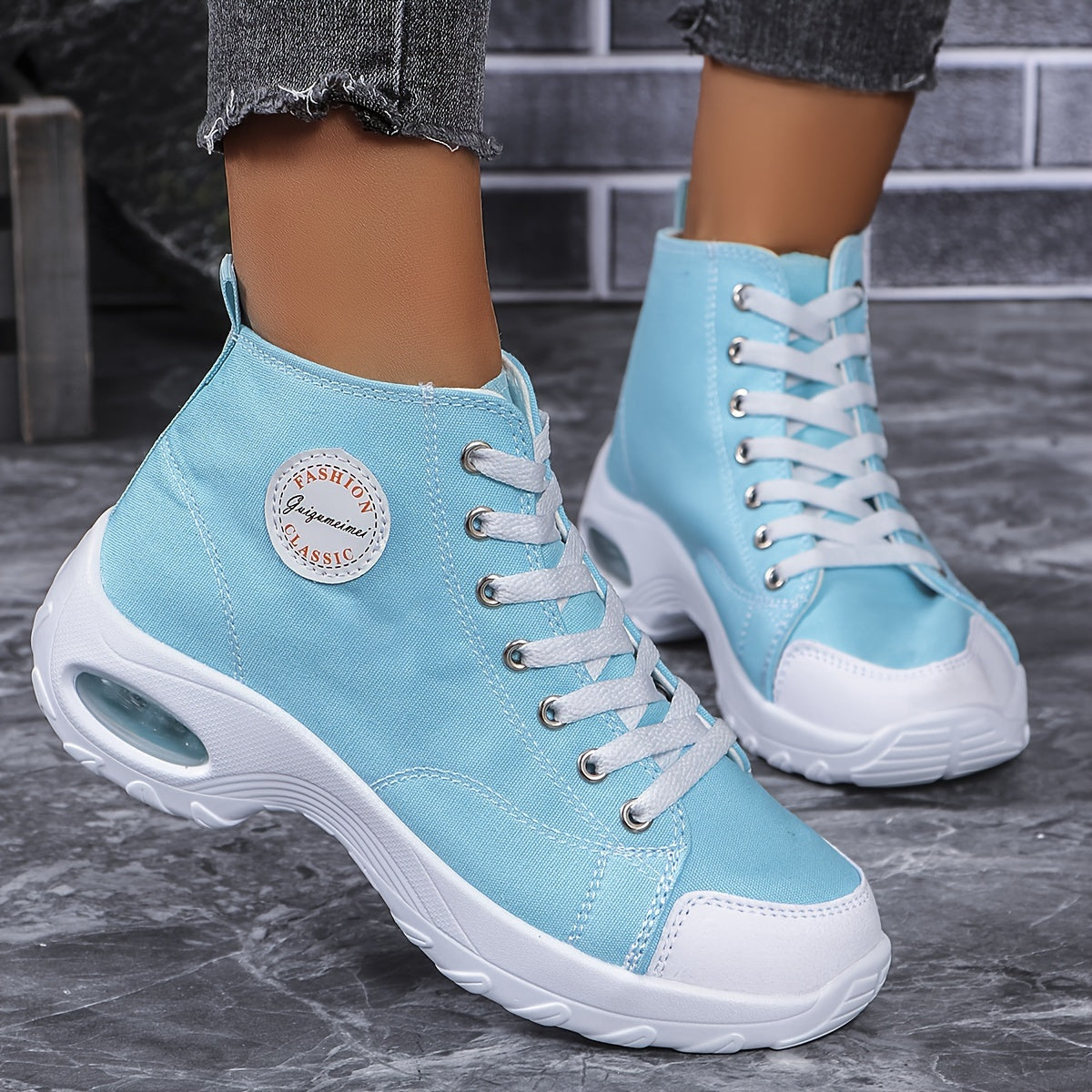 Baskets Femme Coussin d'Air Toile Semelle EVA - Bout Rond Decontracte 5 Coloris EU 35-40