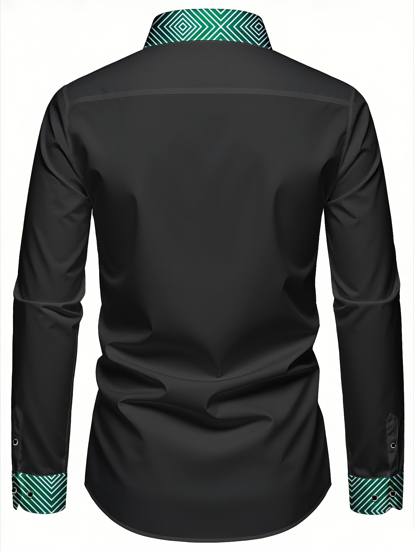 Chemise Homme Manches Longues Col Revers Couleur Unie Infroissable 100% Polyester Decontractee - Noir FR S-XL