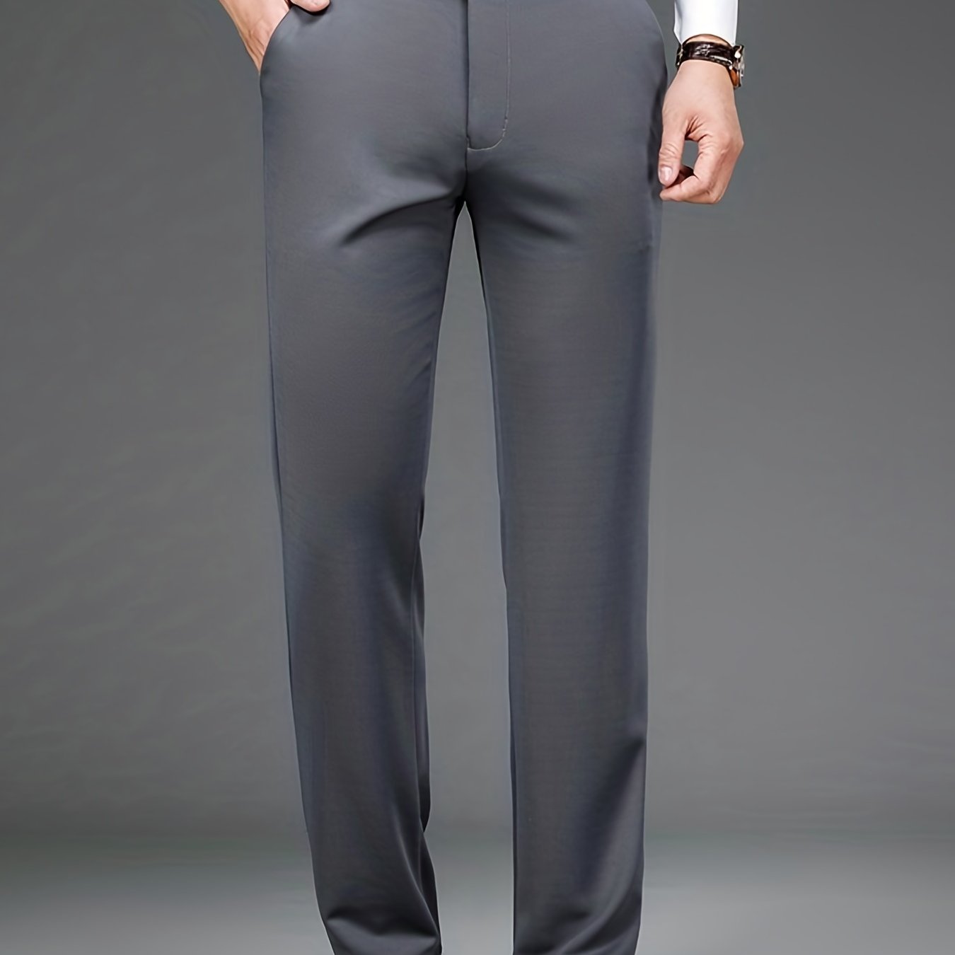 Pantalon Habillé Homme Classique – 93,5% Polyester 6,5% Élasthanne, Coupe Régulière, 6 Coloris XS-XXL