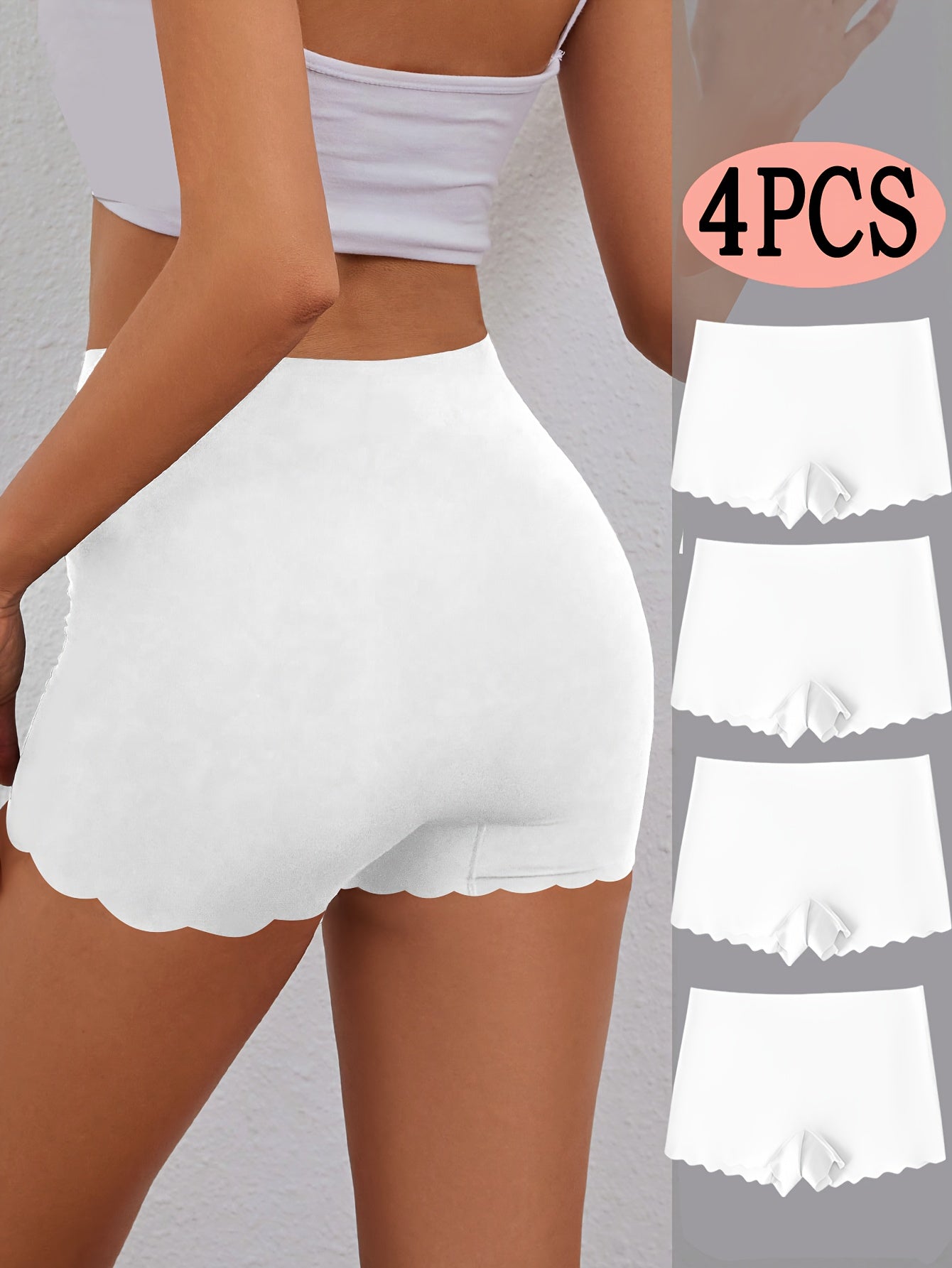 Lot de 4 Culottes Shorty Femme Mi-Haute - Doux, Extensible & Elegant